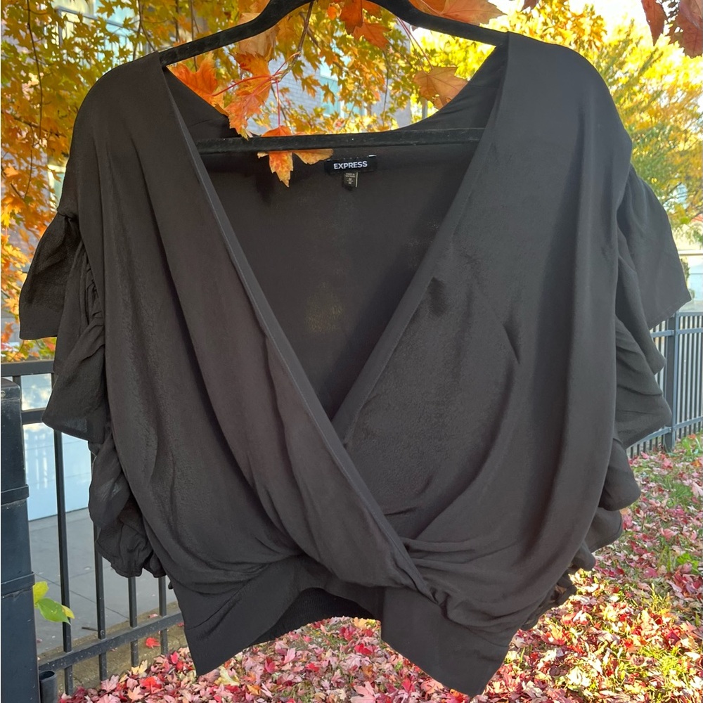 Express Black Wrap Blouse